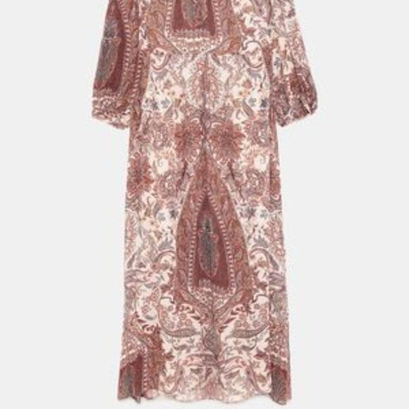 NEW ZARA WOMEN'S FLOWING SIDE SLITS PRINTED MIDI DRESS - Picture 8 of 9